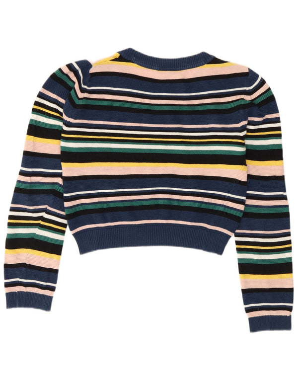 Topshop Pull col bateau pour femme UK 12 Medium Multicolore Rayé
