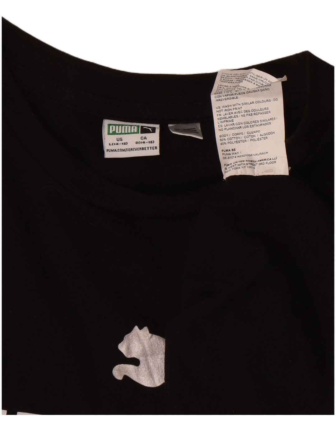 Puma T-Shirt Graphique Garçon 14-15 Ans Grand Noir Coton