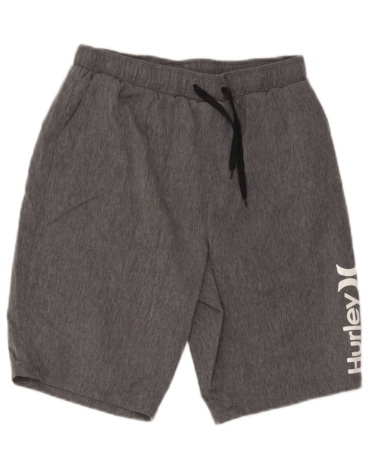 Hurley Short de sport graphique garçon 12-13 ans W28 gris polyester