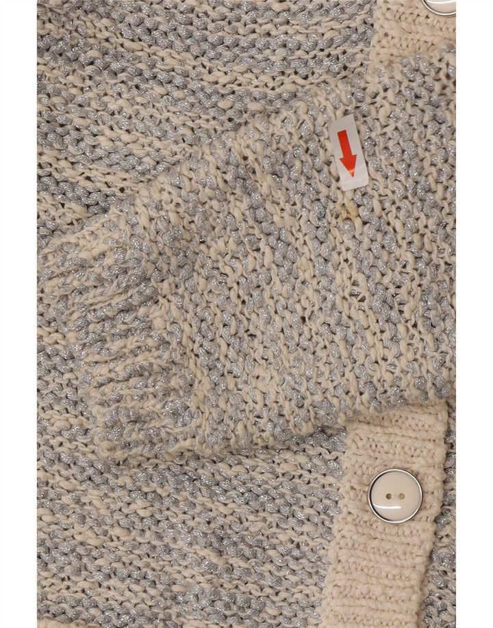 Marks & Spencer Pull Cardigan pour Femme UK 12 Moyen Argent Moucheté