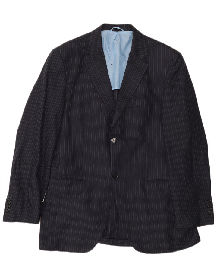 Massimo Dutti Veste blazer à 2 boutons pour homme Taille 50 2XL Bleu marine à fines rayures