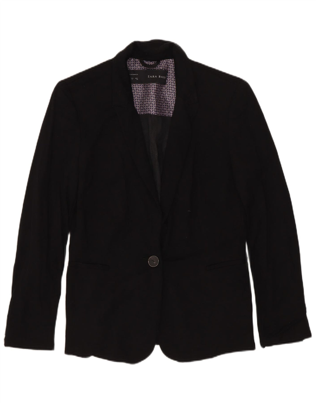 Zara Veste Blazer 1 Bouton Femme UK 10 Petite Viscose Noire