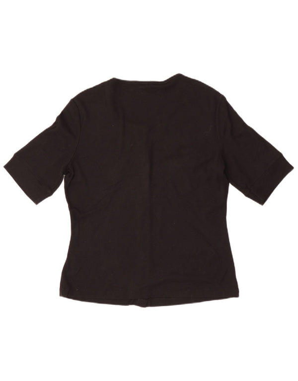Jigsaw Cardigan à manches courtes pour femme UK 12 Medium Noir Modal