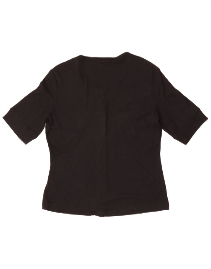 Jigsaw Cardigan à manches courtes pour femme UK 12 Medium Noir Modal