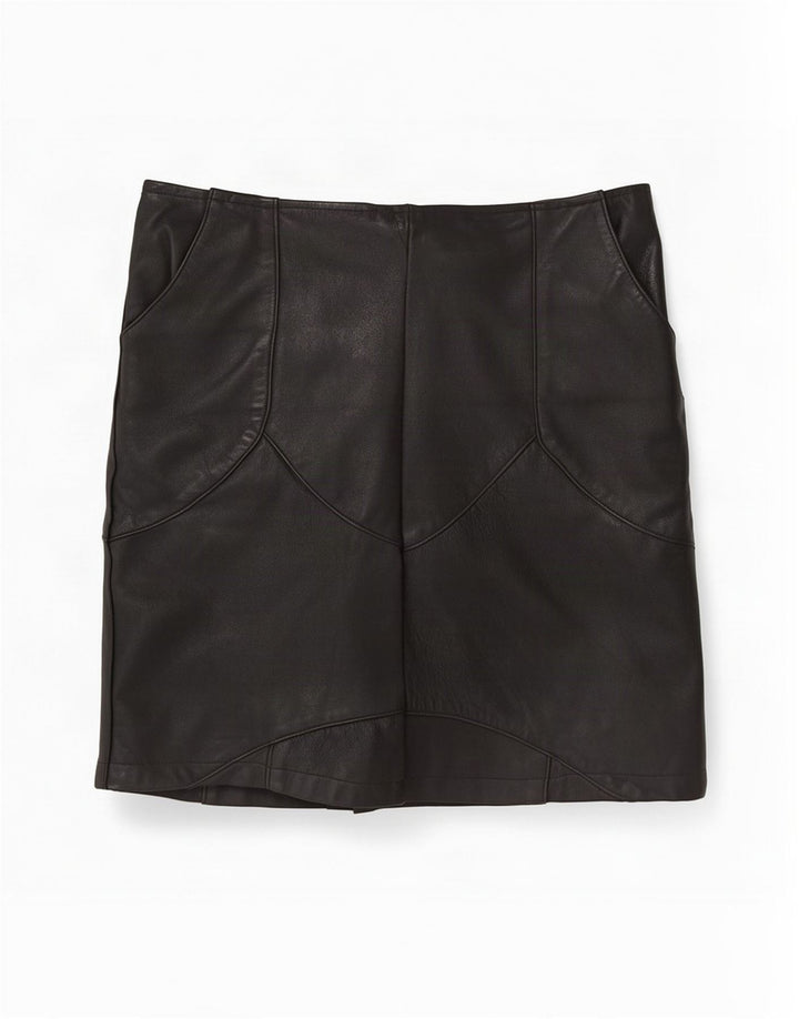 jupe en cuir femme vintage Medium W30 Noir