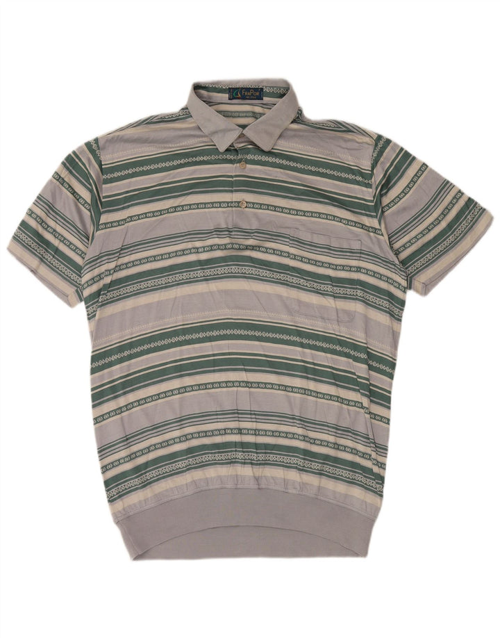 FraPor Polo Homme Grand Coton Rayé Gris