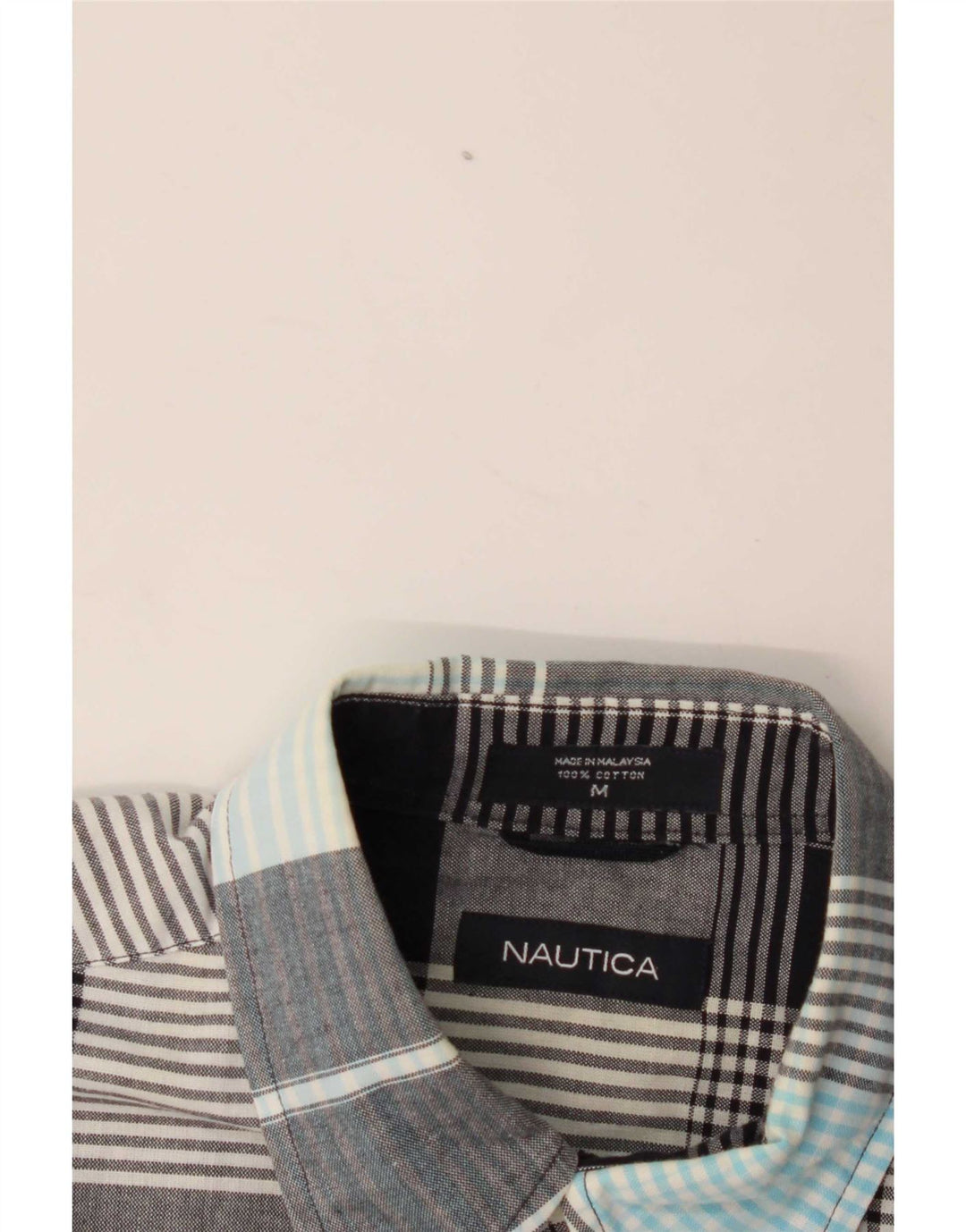 Nautica Chemise à manches courtes homme gris moyen à carreaux en coton