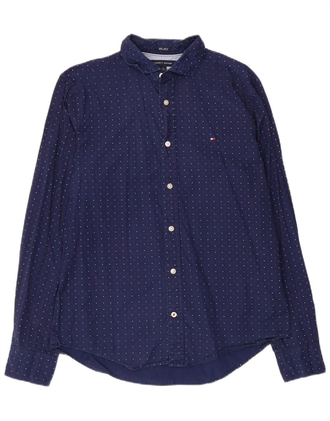 Tommy Hilfiger Chemise Graphique Homme Petit Bleu Marine Coton