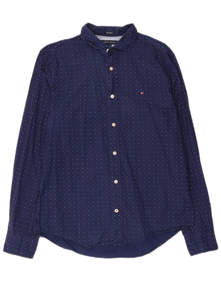 Tommy Hilfiger Chemise Graphique Homme Petit Bleu Marine Coton