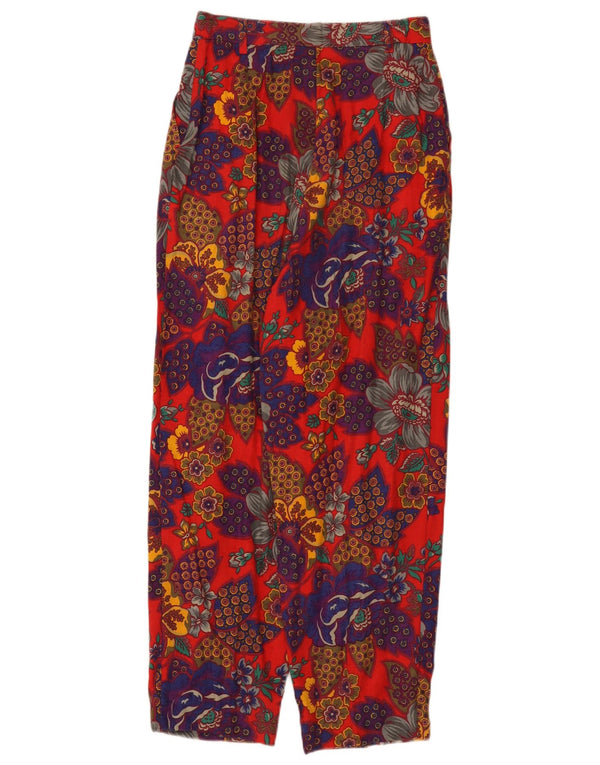 Benetton Pantalon court taille haute pour femme IT 42 Medium W26 L26 Rouge Floral