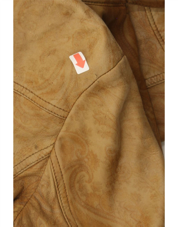 ETRO Womens Jacket IT 42 Medium Brown Paisley Leather Biker Vintage Etro and Second-Hand Etro from Messina Hembry 