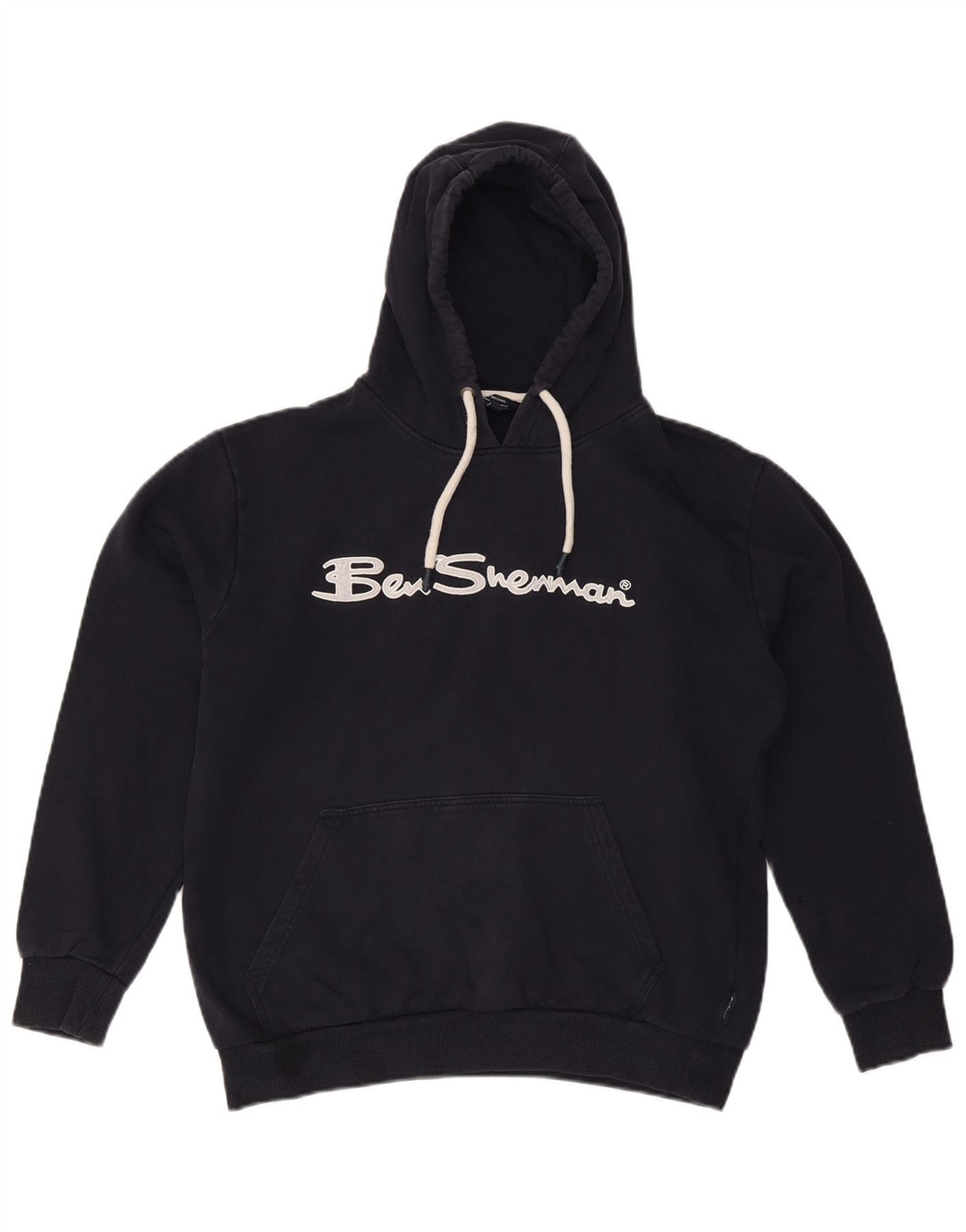 BEN SHERMAN Pull à capuche graphique surdimensionné pour femme UK 16 Large Bleu marine