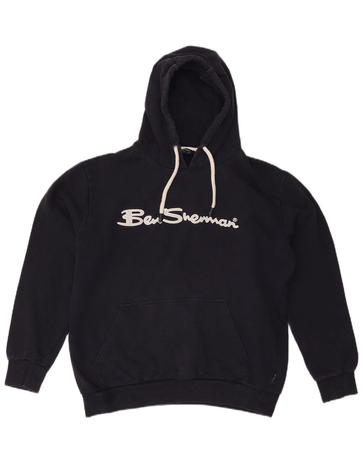 BEN SHERMAN Pull à capuche graphique surdimensionné pour femme UK 16 Large Bleu marine