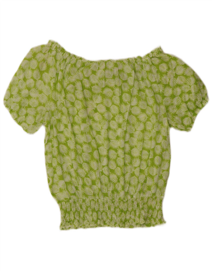 MICHAEL KORS Haut surdimensionné à épaules dénudées pour femme UK 10 Petit vert floral