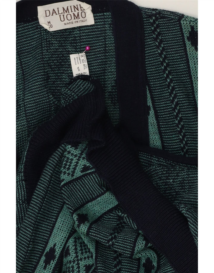 DALMINE Pull Cardigan Homme Vert Moyen Géométrique Coton