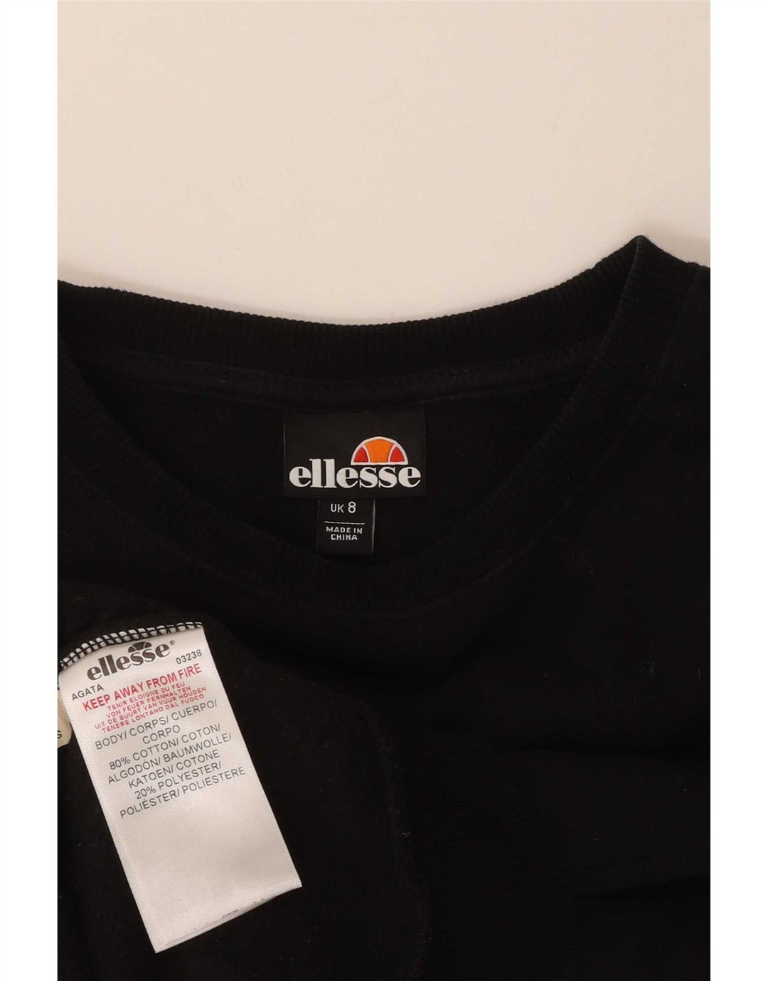 Ellesse Sweat-shirt surdimensionné graphique pour femme UK 8 Small Noir Coton