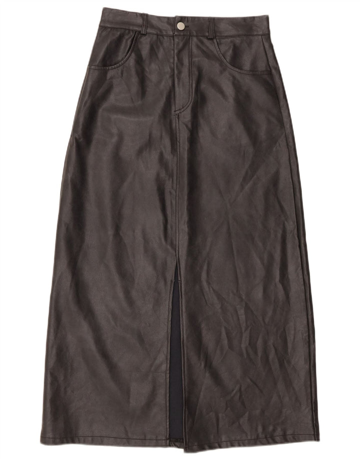 jupe vintage femme fausse fourrure petite W26 polyuréthane noir