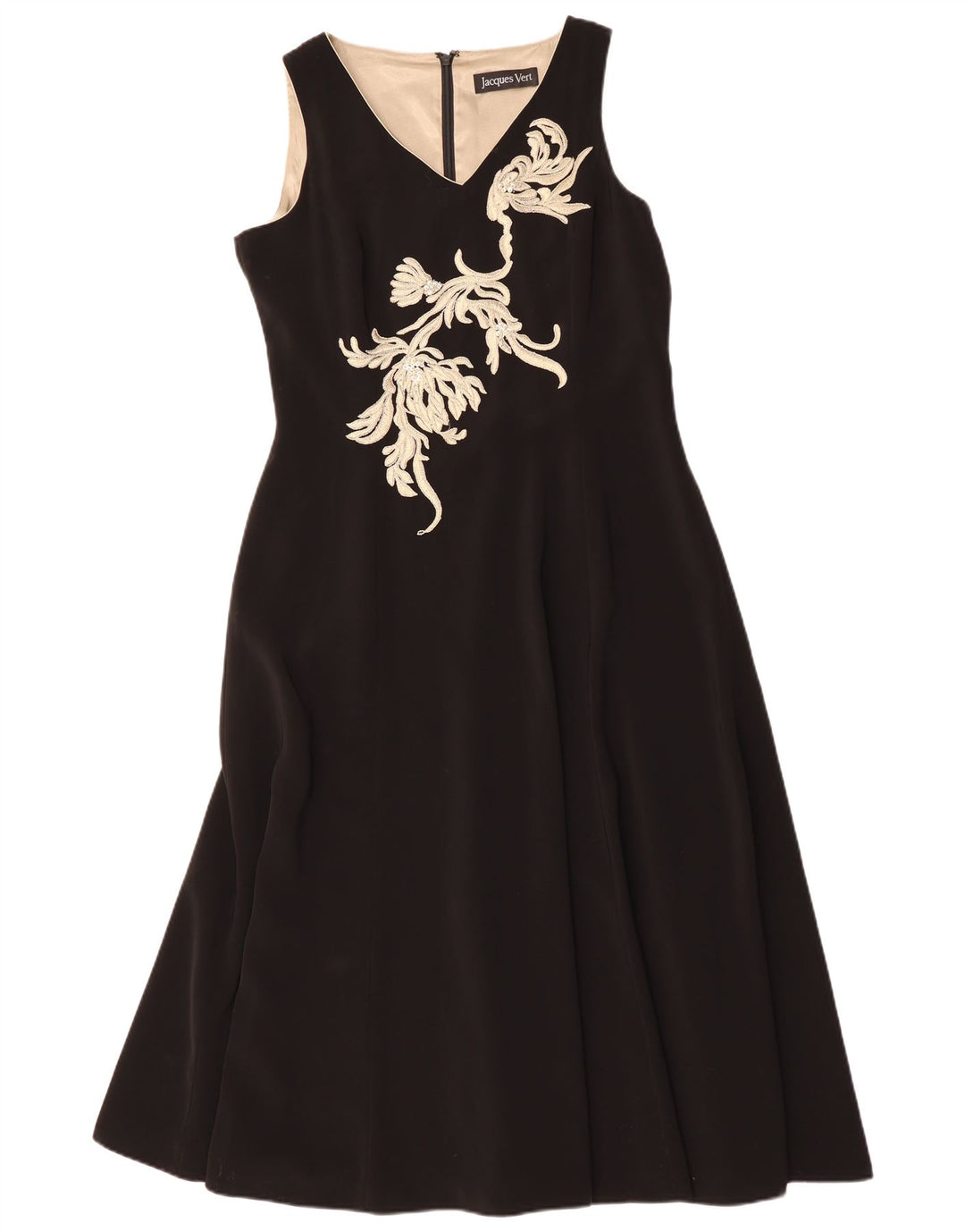 JACQUES VERT Robe longue sans manches pour femme UK 14 Large Noir Polyester