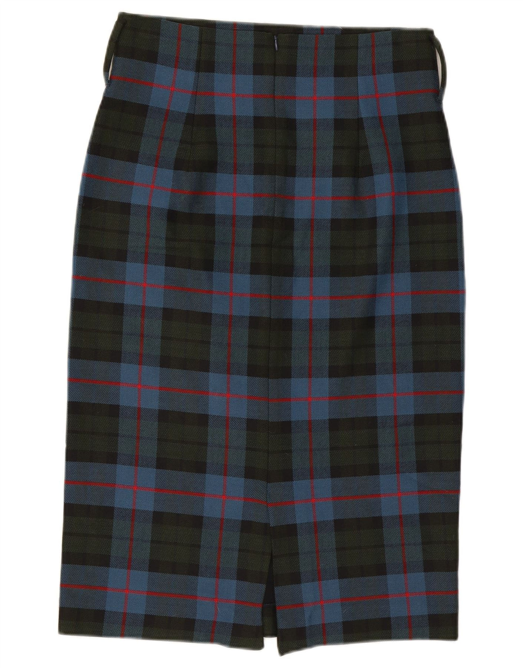 Zara Femme Jupe Crayon Midi Large W32 Bleu Plaid Polyester