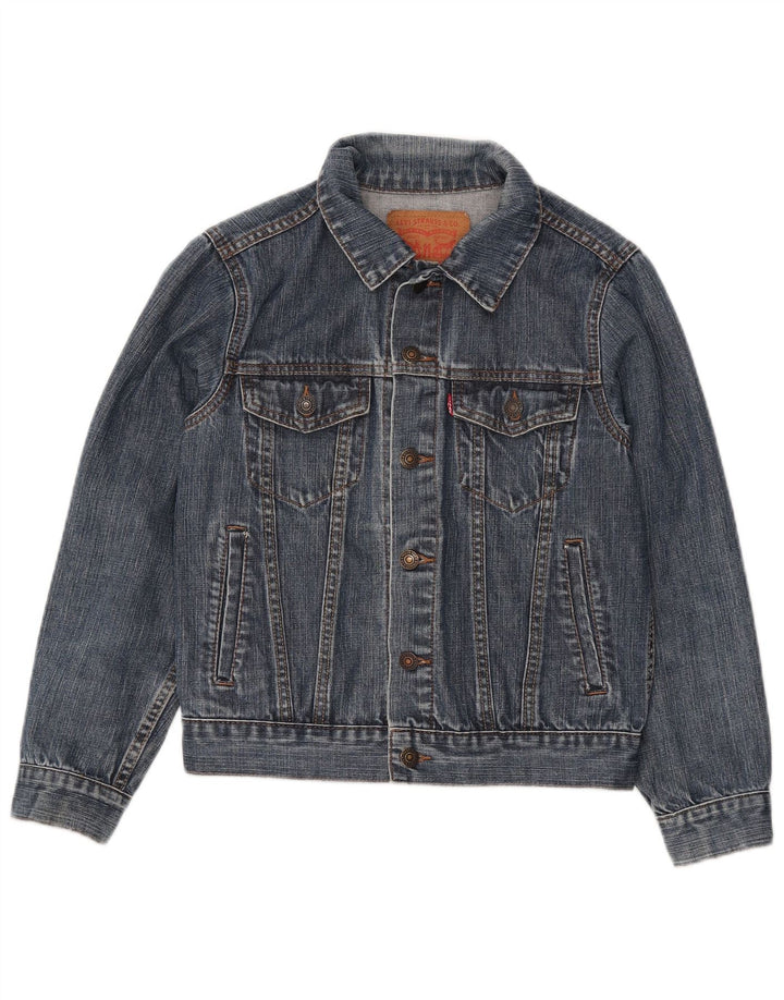 Levi's Veste en Jean Crop Femme UK 12 Bleu Moyen Coton
