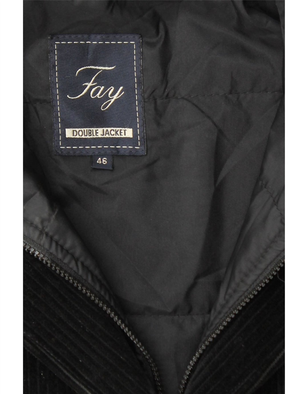 FAY Veste blazer en velours côtelé à 3 boutons pour femme IT 46 Large Noir