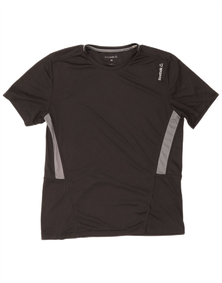 REEBOK T-Shirt Femme UK 44 Noir Moyen Polyester Colorblock