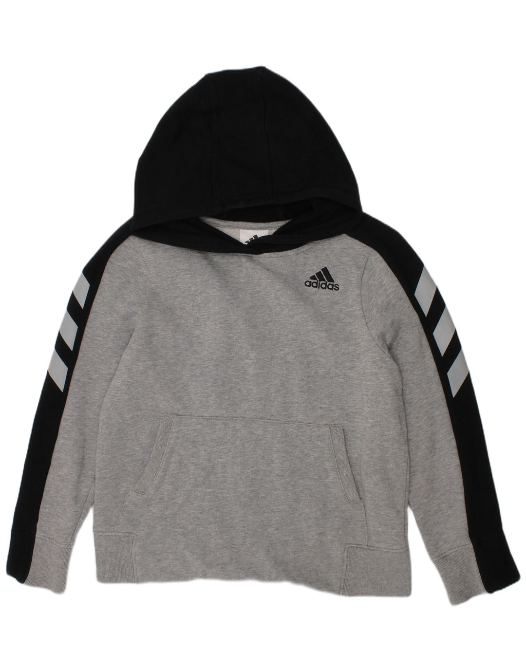 ADIDAS Pull à capuche graphique pour garçon 7-8 ans Petit Gris Colorblock Coton