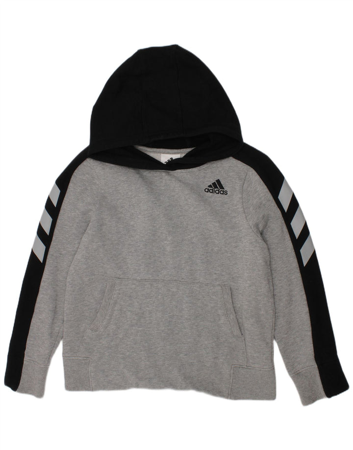ADIDAS Pull à capuche graphique pour garçon 7-8 ans Petit Gris Colorblock Coton