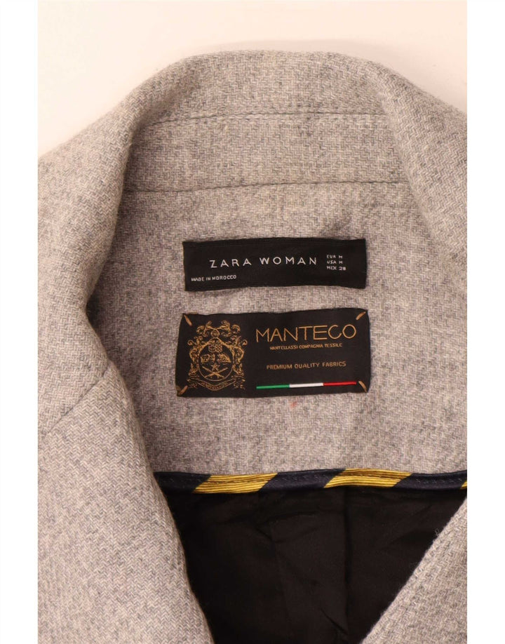 Zara Manteau croisé pour femme UK 14 Laine gris moyen