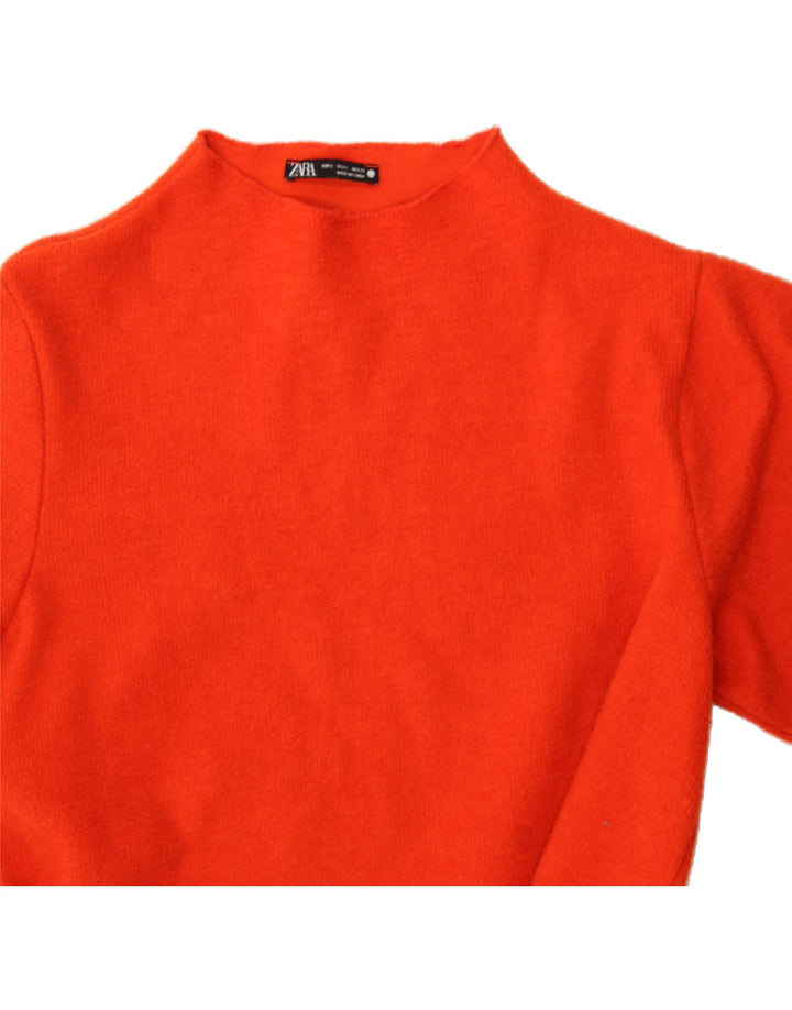 ZARA Womens Turtle Neck Jumper Sweater UK 10 Small Red Polyester Vintage Zara and Second-Hand Zara from Messina Hembry 