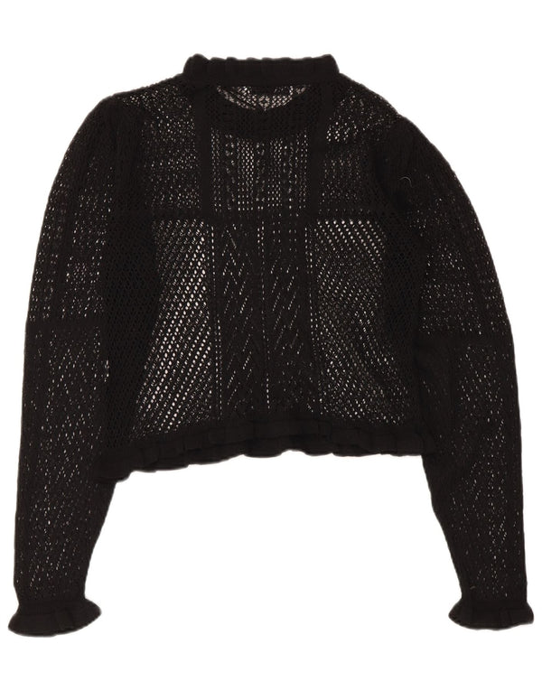 Zara Womens Crop Crochet See Through Top UK 10 Petit Noir