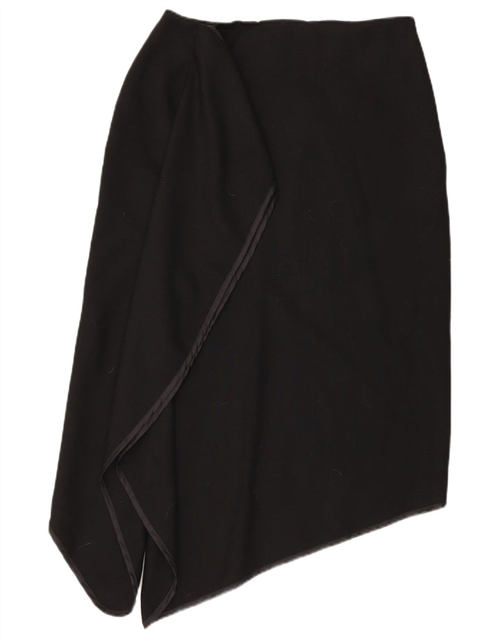 jupe asymétrique femme vintage IT 46 Large W30 Laine Noire