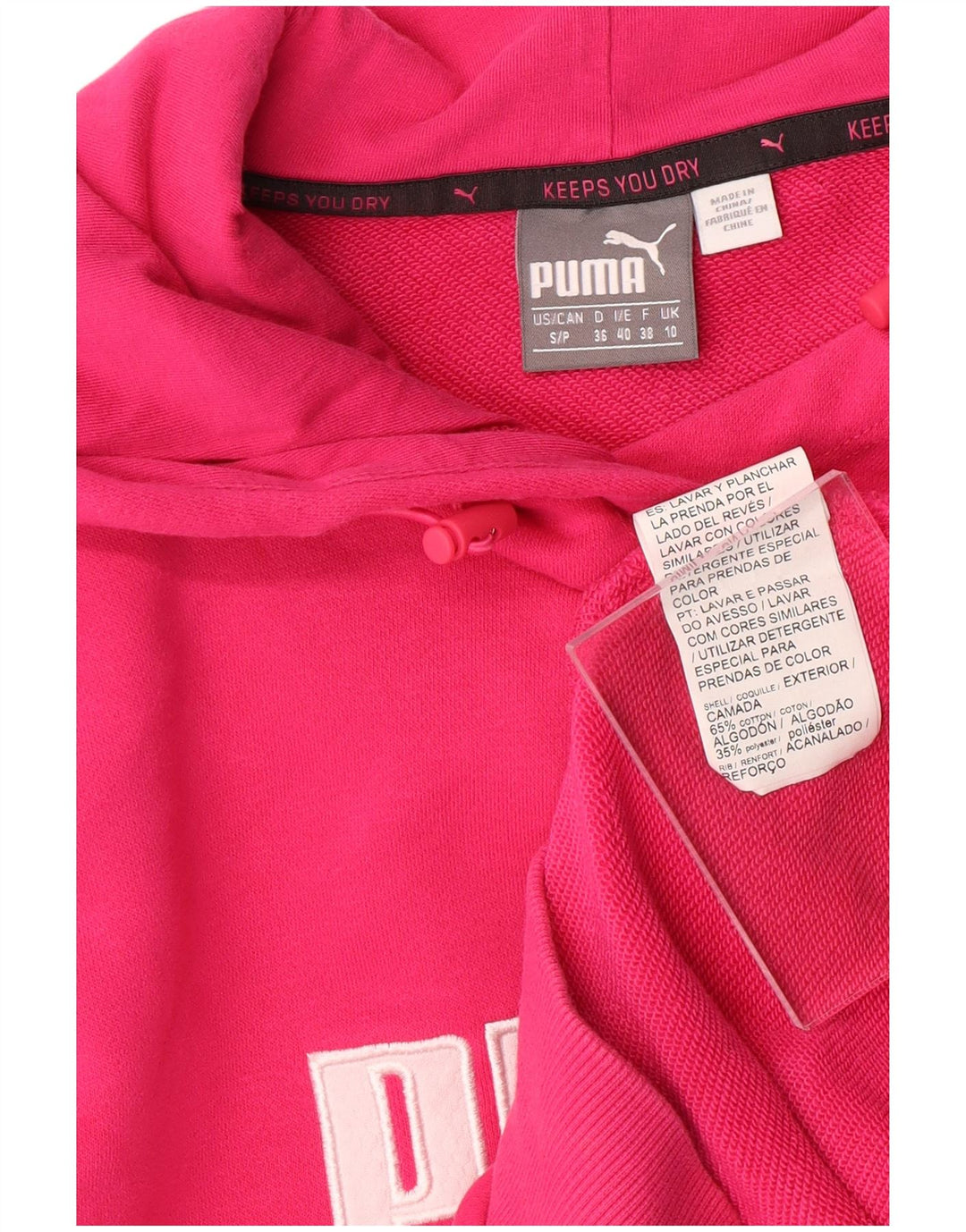 PUMA Pull à capuche graphique pour femme UK 10 Petit coton rose
