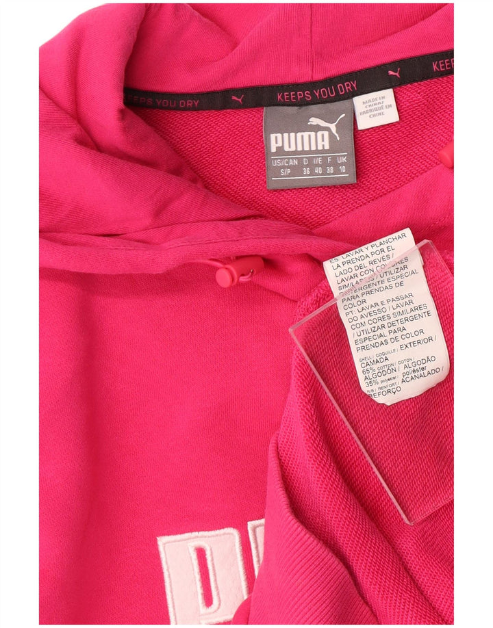 PUMA Pull à capuche graphique pour femme UK 10 Petit coton rose