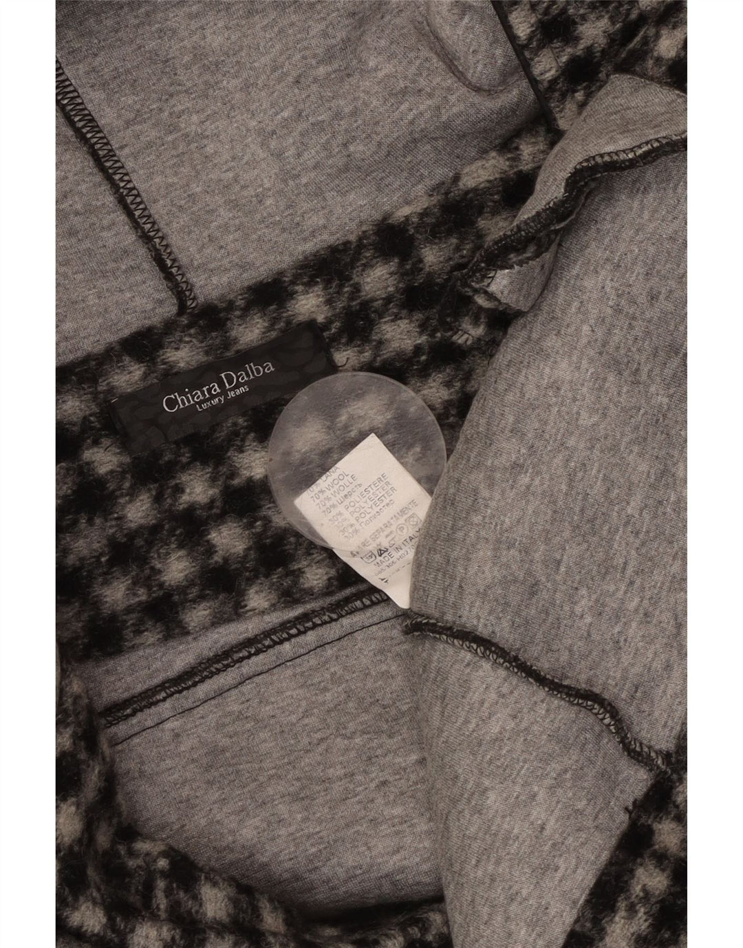 VINTAGE Veste bomber à capuche femme UK 18 XL Laine à carreaux noirs