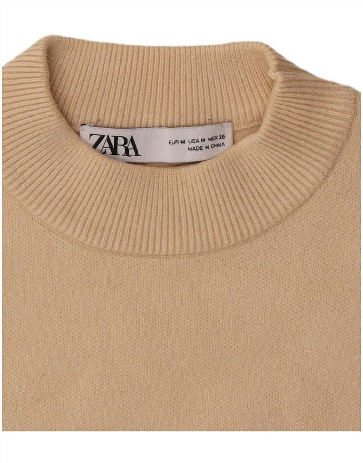 Zara Pull à col rond pour femme UK 12 Beige moyen