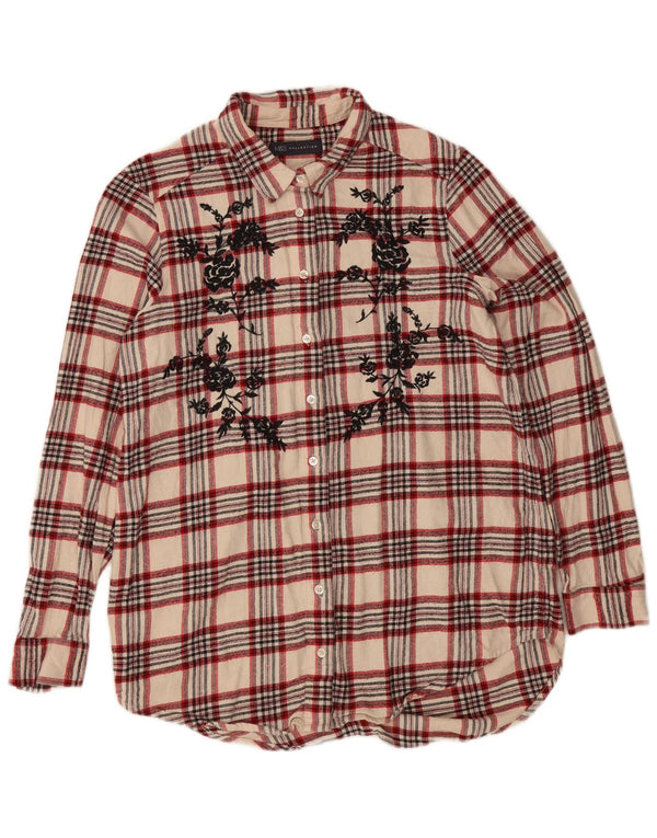 Marks & Spencer Chemise surdimensionnée en flanelle pour femme UK 10 Petit carreaux beiges