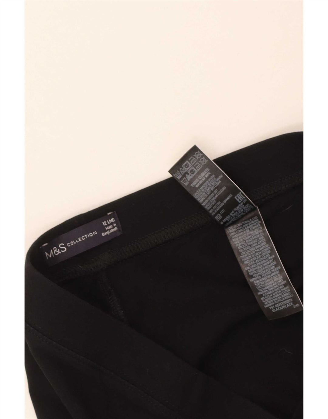 Marks & Spencer Leggings Femme UK 12 Coton Noir Moyen