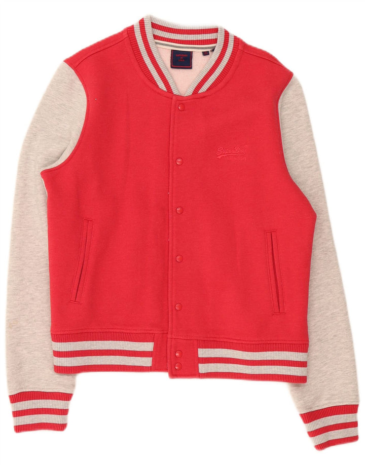 Superdry Veste de survêtement pour femme UK 14 Coton color block rouge moyen