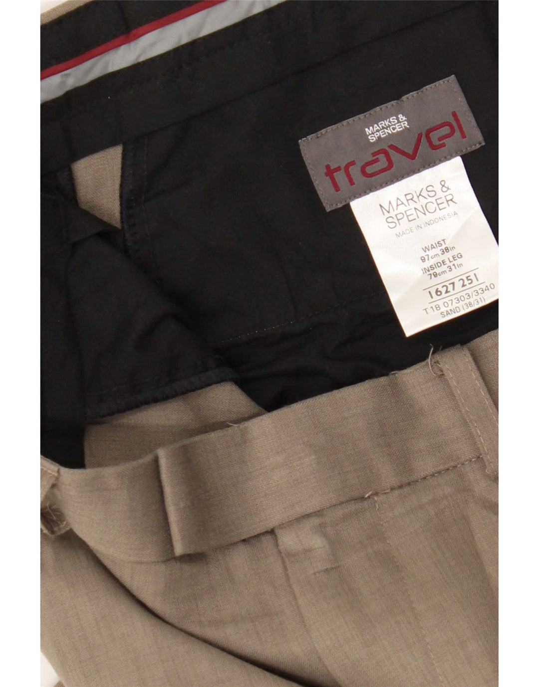 Marks & Spencer Pantalon de Costume Droit Homme W38 L31 Beige Polyester