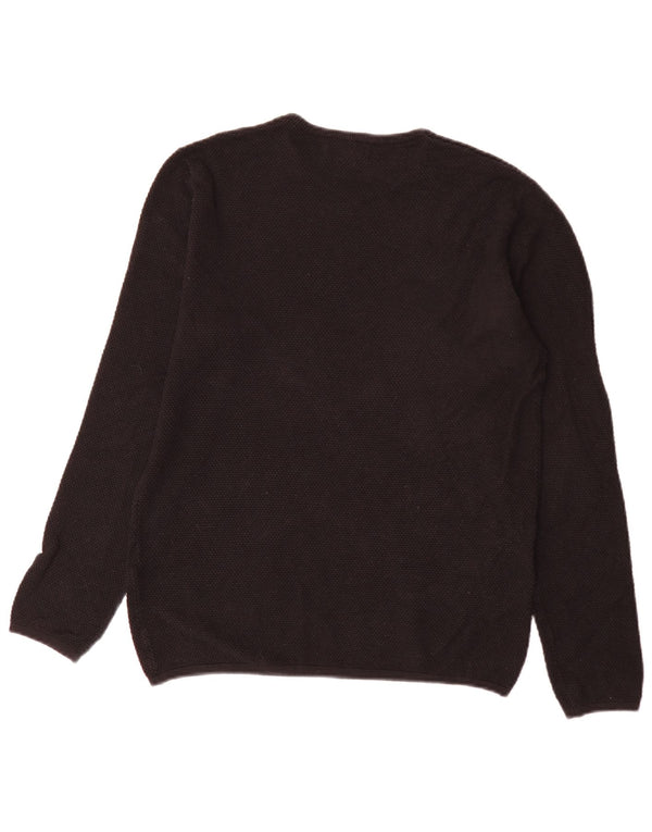 Zara Pull à col rond pour homme en coton noir Large