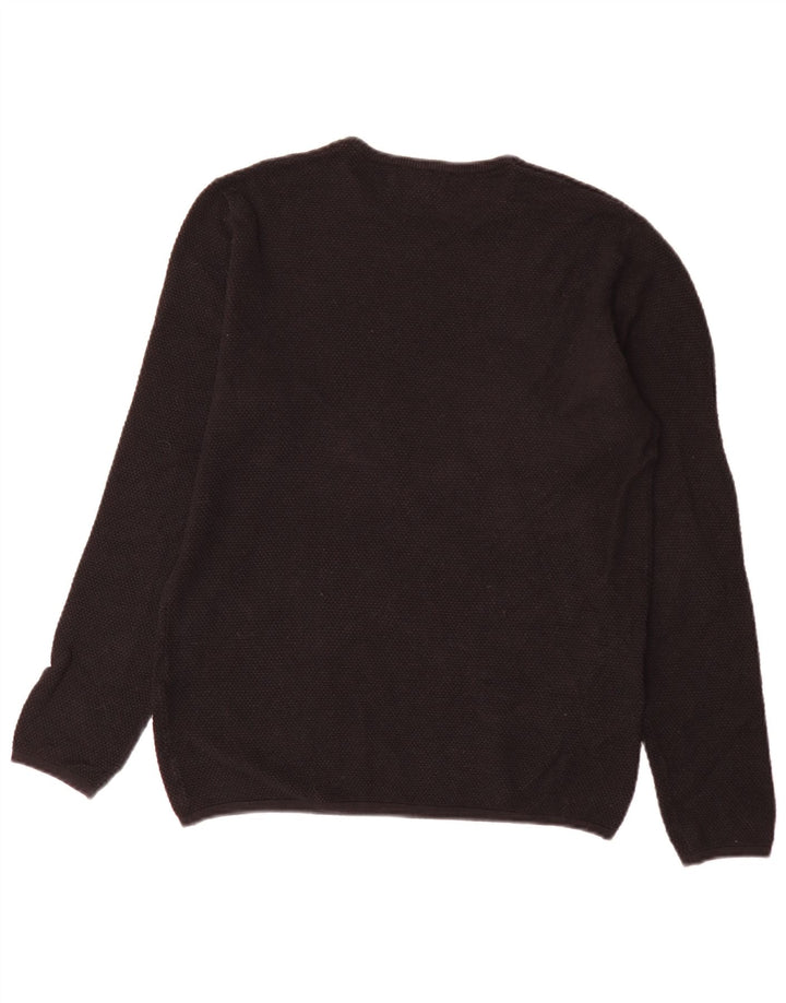 Zara Pull à col rond pour homme en coton noir Large