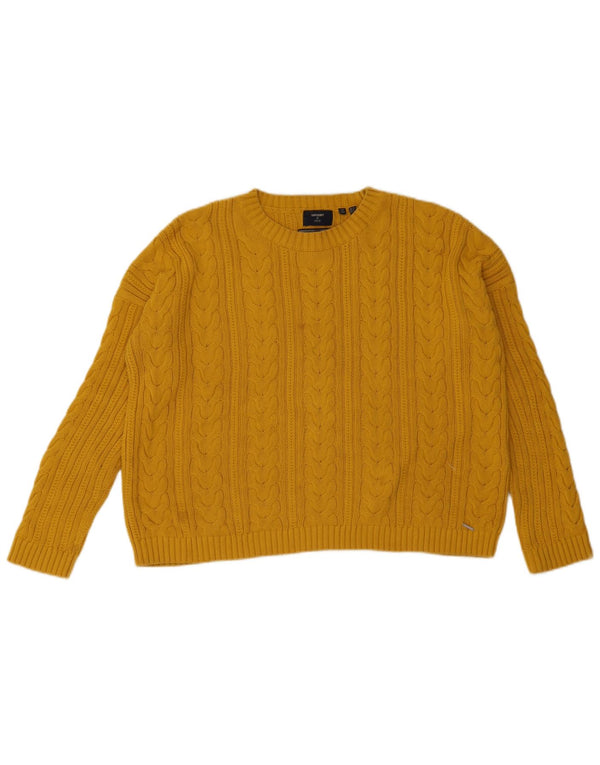 Superdry Pull surdimensionné à col rond pour femme UK 10 Petit Jaune