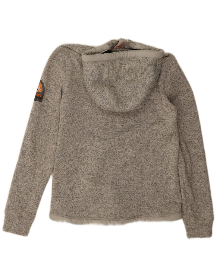 Superdry Pull à capuche zippé pour femme UK 14 Polyester moucheté gris moyen