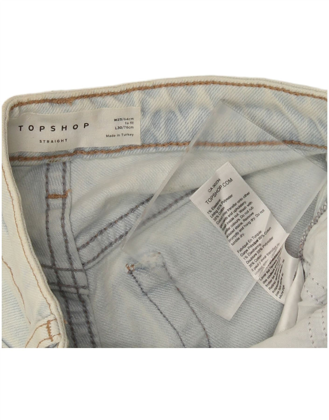 Topshop Jean droit femme W25 L25 bleu coton
