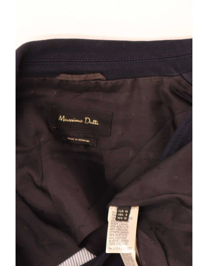 Massimo Dutti Veste Blazer 1 Bouton Femme EU 40 Coton Bleu Marine Moyen