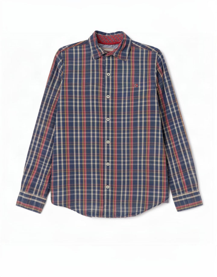Napapijri Chemise Slim Fit Geographic Homme Bleu Moyen Carreaux Coton