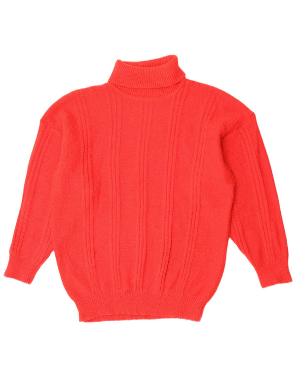 vintage Mens Roll Neck Jumper Pull XL Rouge Acrylique