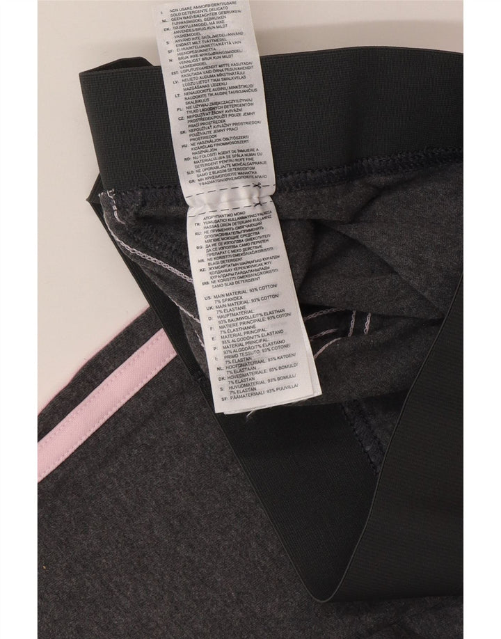 Adidas Leggings Femme UK 8/10 Petit Gris Coton
