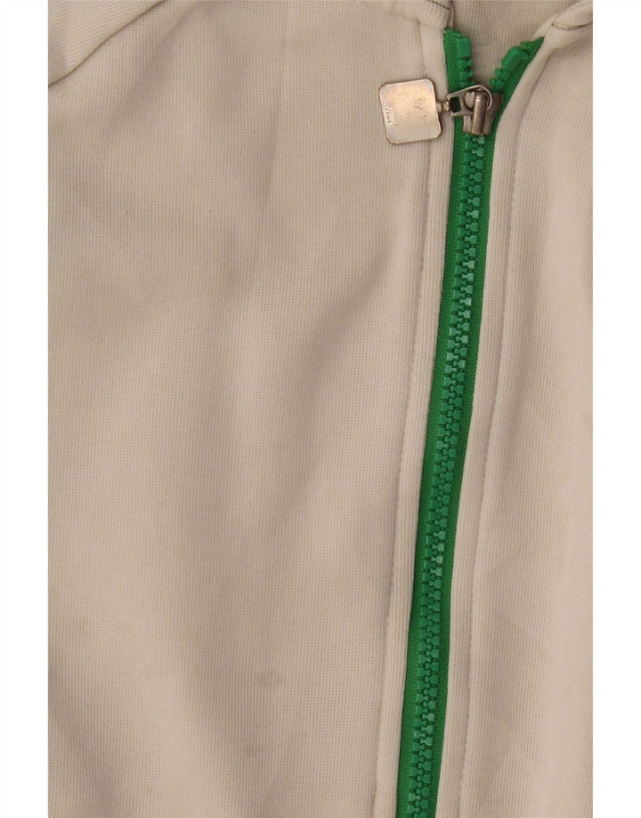 Adidas Pull à capuche zippé graphique pour femme UK 12 Polyester blanc moyen